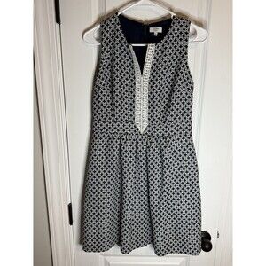 Crown And Ivy Navy And White  Print Sleeveless Size M Dress lace